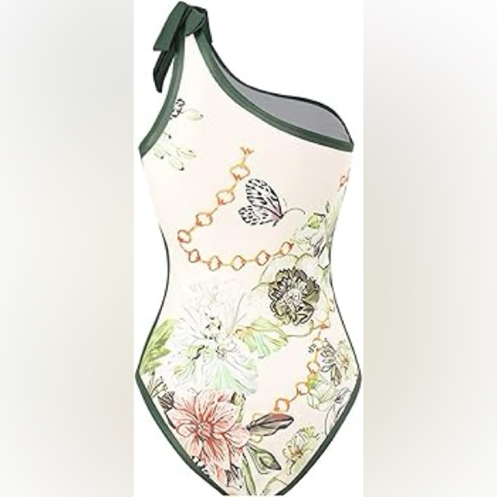 Chic Green and Pink One Piece Swimwear - Picture 2 of 4